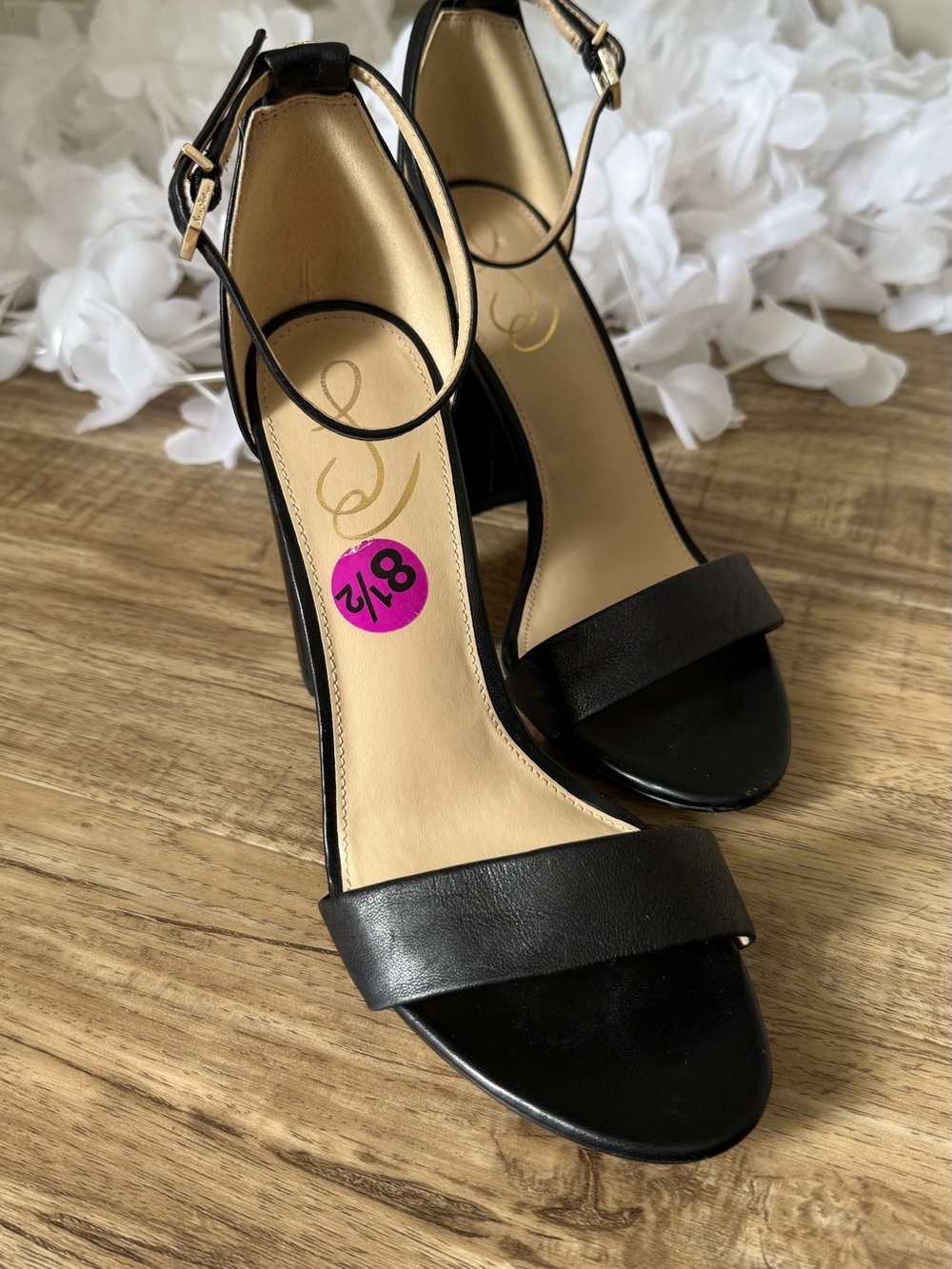 Sam Edelman Black Ankle-Strap Block Heel Sandals